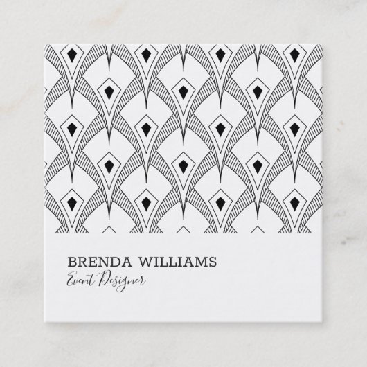 白黒のアートデコパターン スクエア名刺 (正面)