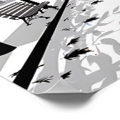 白黒のアートプリントモダン、風景、ムーディーズ ポスター (角)