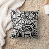 白黒のアート抽象芸術 クッション (ブランケット)