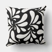 白黒のアート葉パターン クッション (裏面)