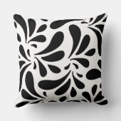 白黒のアート葉パターン クッション (裏面)