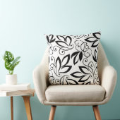 白黒のアート葉パターン クッション (椅子)