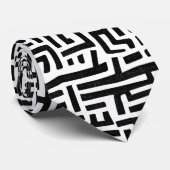 白黒のアーポップ・アートのト迷路パターン ネクタイ (ロール)