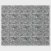 白黒のアーポップ・アートのト迷路パターン ラッピングペーパー (フラット)