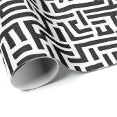 白黒のアーポップ・アートのト迷路パターン ラッピングペーパー (ロールコーナー)