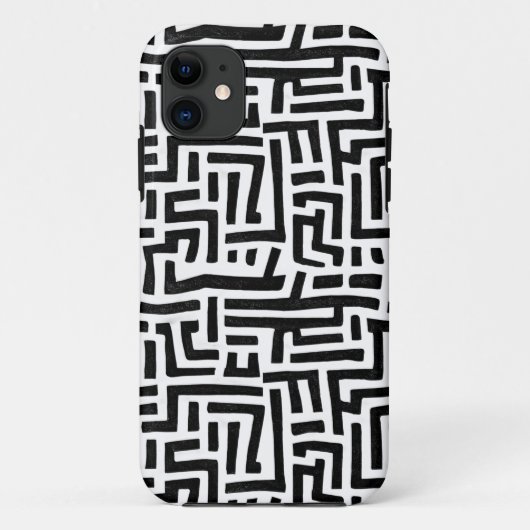 白黒のアーポップ・アートのト迷路パターン Case-Mate iPhoneケース (裏面)