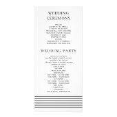 白黒のイニシャルとストライプ結婚式のプログラム ラックカード (裏面)