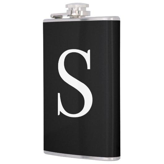 白黒のイニシャル文字の平モノグラムの表示 フラスク (左)