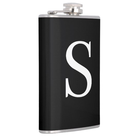 白黒のイニシャル文字の平モノグラムの表示 フラスク (右)