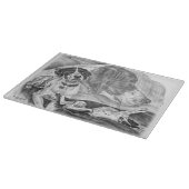 白黒のイングリッシュポインタ犬 カッティングボード (角)