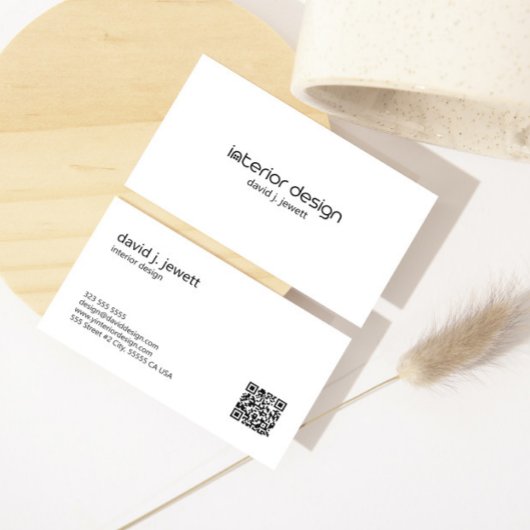 白黒のインテリアシンプルデザインロゴ 名刺