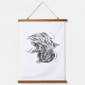 白黒のインテリア用フィッシュウォールアート 吊り下げ型タペストリー (正面)