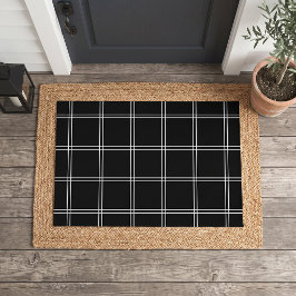 白黒のウィンドウペイン チェック ドアマット