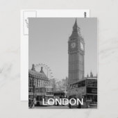 白黒のウェストミンスターロンドン葉書 ポストカード (正面/裏面)