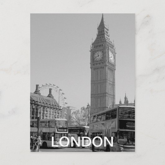 白黒のウェストミンスターロンドン葉書 ポストカード (正面)
