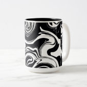 白黒のウェットスク絵を描ロー美的 ツートーンマグカップ (正面右)