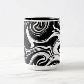 白黒のウェットスク絵を描ロー美的 ツートーンマグカップ (中央)
