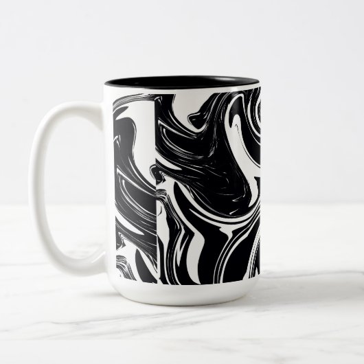 白黒のウェットスク絵を描ロー美的 ツートーンマグカップ (左)