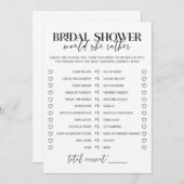 白黒のウェディングシャワーの「彼女ならどちらか」ゲーム (正面/裏面)