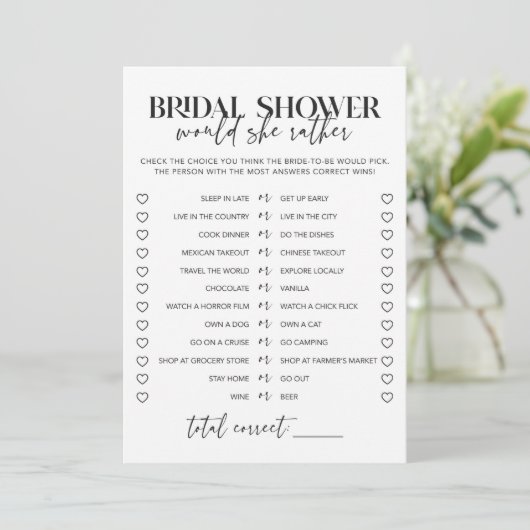 白黒のウェディングシャワーの「彼女ならどちらか」ゲーム (スタンド正面)