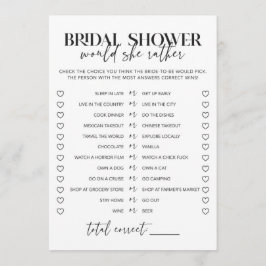 白黒のウェディングシャワーの「彼女ならどちらか」ゲーム