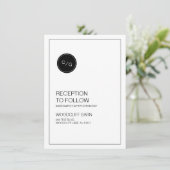 白黒のウェディングモダンレセプションカード 招待状 (スタンド正面)