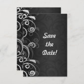 白黒のウェディングモダン日付を保存 セーブザデート (正面/裏面)