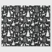 白黒のウッドランドフォレストトインデナ ラッピングペーパー (フラット)