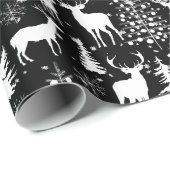 白黒のウッドランドフォレストトインデナ ラッピングペーパー (ロールコーナー)