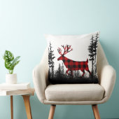 白黒のウッドランドフォレストバッファロープレイドスタッグ クッション (椅子)