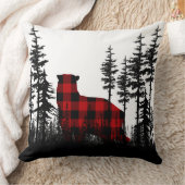 白黒のウッドランドフォレストバッファロープレイドベア クッション (ブランケット)