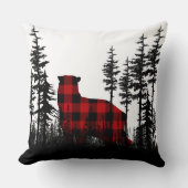 白黒のウッドランドフォレストバッファロープレイドベア クッション (正面)