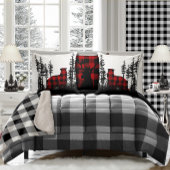 白黒のウッドランドフォレストバッファロープレイドベア クッション