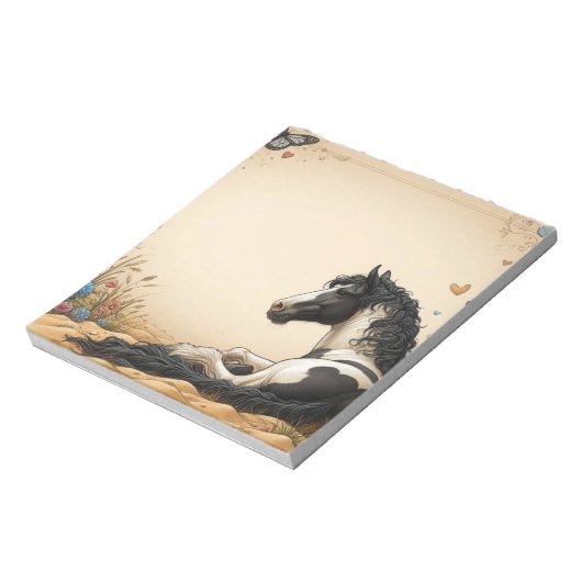 白黒のウマ絵を描ー ノートパッド (回転)