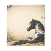 白黒のウマ絵を描ー ノートパッド (正面)
