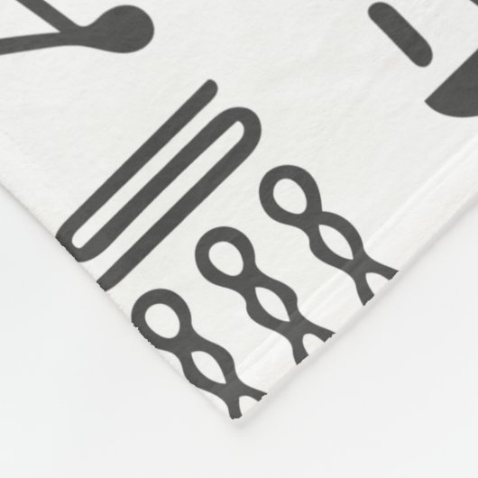 白黒のエジプトの象形文字 フリースブランケット (角)