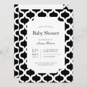 白黒のエッジ幾何学的 招待状 (正面/裏面)