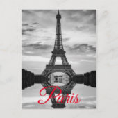 白黒のエッフェル塔のパリのヨーロッパ旅行 ポストカード (正面)