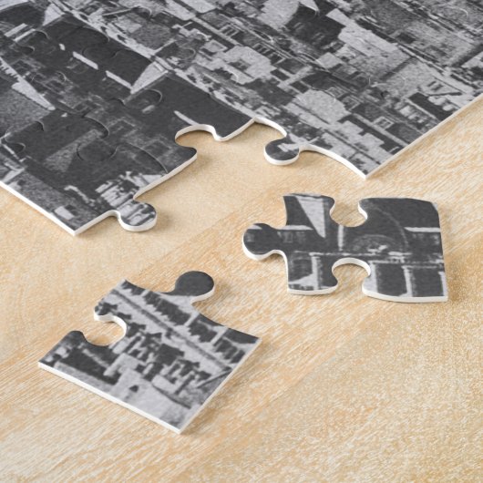 白黒のエッフェル塔写真 ジグソーパズル (側面)