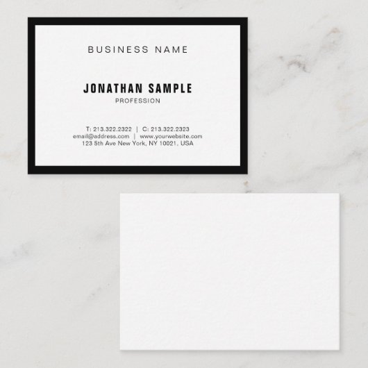 白黒のエレガントなシンプルな設計のモダンBWの平野 名刺 (正面/裏面)