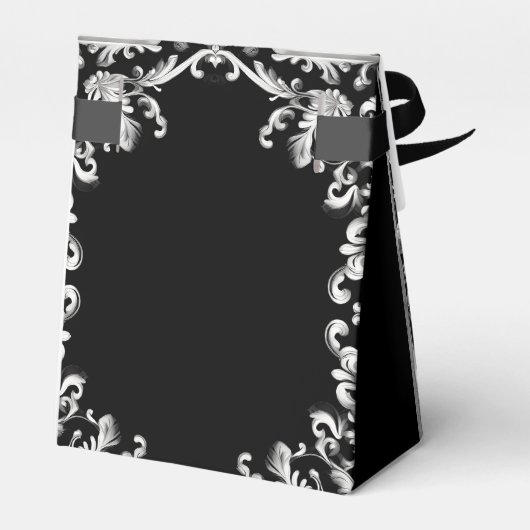 白黒のエレガントな結婚式 フェイバーボックス (裏面サイド)