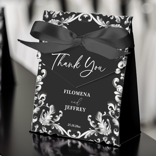 白黒のエレガントな結婚式 フェイバーボックス