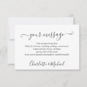 白黒のエレガントイベントモダンメッセージカード 案内状 (正面)