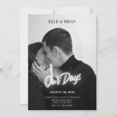 白黒のエレガントシンプルな結婚式の写真 招待状 (正面)