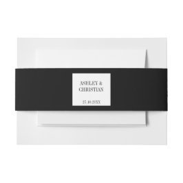 白黒のエレガントシンプルな結婚式 招待状ベリーバンド