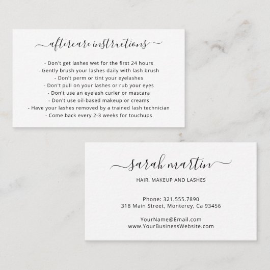 白黒のエレガントシンプルアフターケア 名刺 (正面/裏面)