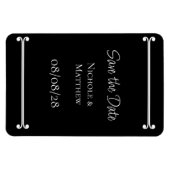 白黒のエレガントシンプル日付の保存 マグネット (横)