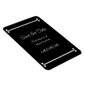 白黒のエレガントシンプル日付の保存 マグネット (右側)