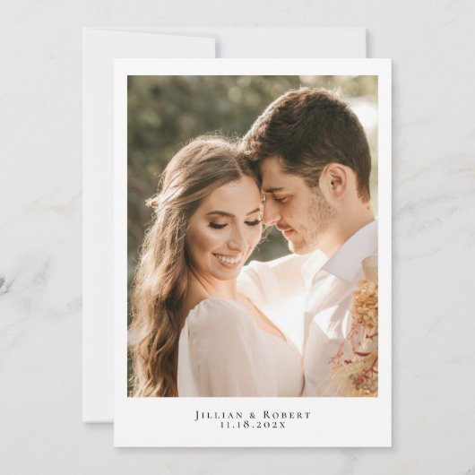 白黒のエレガントスクリプ結婚ト 招待状 (裏面)