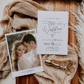 白黒のエレガントスクリプ結婚ト 招待状